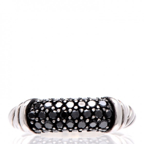 DAVID YURMAN sterling silver black diamond ring